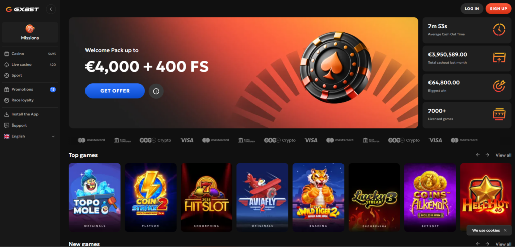 screenshot van beste nederlandse online casino gxbet